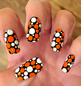 Black with Orange and White Bubbles Nail Wraps