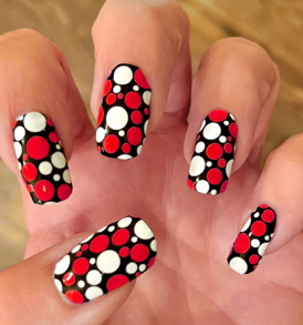 Black with Red and White Bubbles Nail Wraps