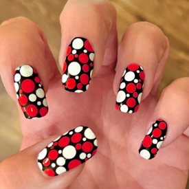 Black with Red and White Bubbles Nail Wraps