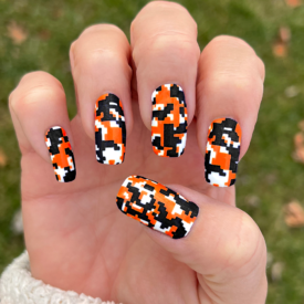 Dark Orange Black White Digital Camo Nail Wraps