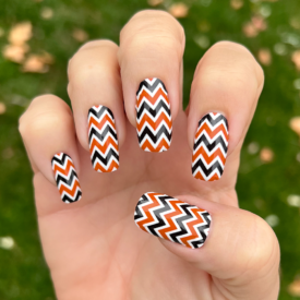 Dark Orange White Black Chevron Nail Wraps