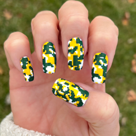 Forest Green Gold White Digital Camo Nail Wraps