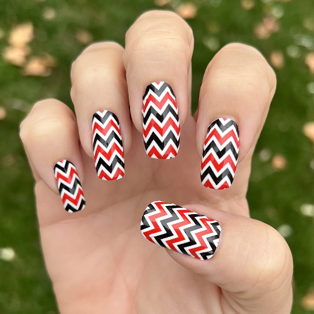 White, Red & Black Chevron Nail Wrap