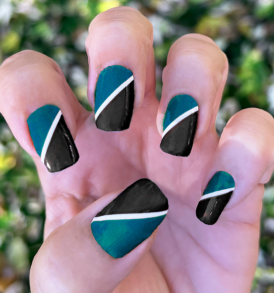 Midnight Green White Black Diagonal Stripe Nail Art Stickers