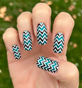 White Midnight Green Black Chevron Nail Wraps