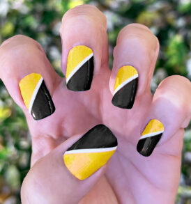 Black and Gold with White Diagonal Stripe Nail Art Stickers