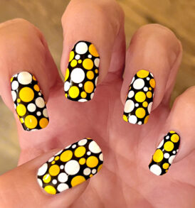 Black with Gold and White Bubbles Nail Wraps