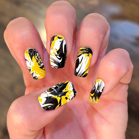 Gold White Black Paint Splatter Nail Wraps Stickers