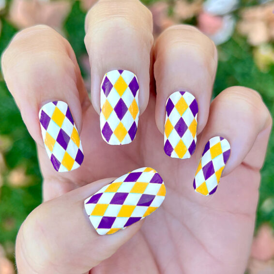 Purple Gold White Diamonds Nail Stickers