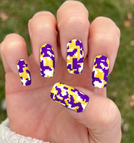 Yellow Gold Purple White Digital Camo Nail Wraps