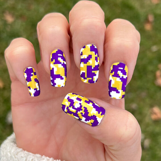 Yellow Gold Purple White Digital Camo Nail Wraps