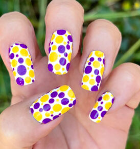 Purple and Gold Bubbles over White Nail Strips Stickers