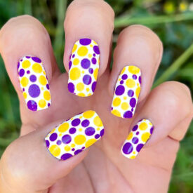 Purple and Gold Bubbles over White Nail Strips Stickers