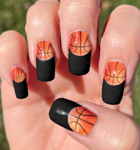 Single Basketball over Black Nail Decal Strip Sticker
