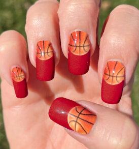 Single Basketball over Crimson Nail Decal Strip Sticker