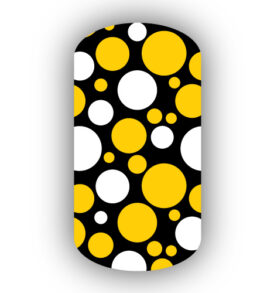 Gold and white bubbles over a black background vinyl nail wraps, stickers, strips, press on