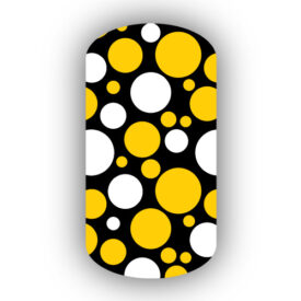 Gold and white bubbles over a black background vinyl nail wraps, stickers, strips, press on