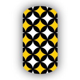 Black circles with yellow and white centers nail art designs wraps stickers