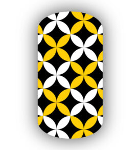 Yellow & White Flower Petals over a black background Nail Art designs wraps press on stickers