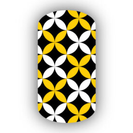 Yellow & White Flower Petals over a black background Nail Art designs wraps press on stickers