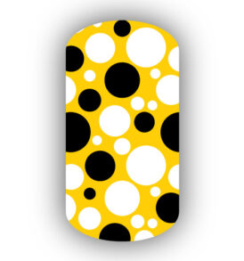 Black and white bubbles over a gold background vinyl nail wraps, stickers, strips, press on