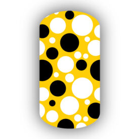 Black and white bubbles over a gold background vinyl nail wraps, stickers, strips, press on