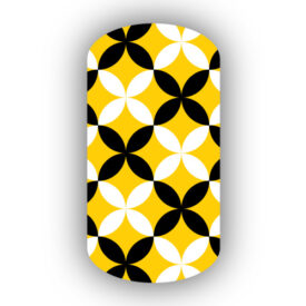 black and white flower petals over a yellow background nail art designs wraps stickers