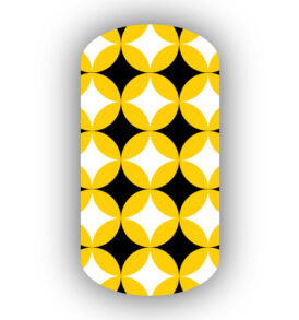 Gold circles with black and white centers nail art designs wraps stickers