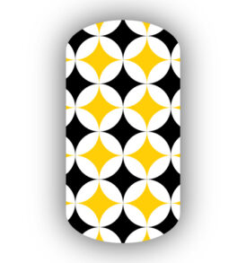 White circles with gold and black centers nail art design wraps stickers