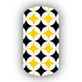 White circles with gold and black centers nail art design wraps stickers