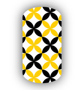 Gold and Black Flower Petals over a white background Nail Art Design Wraps Stickers