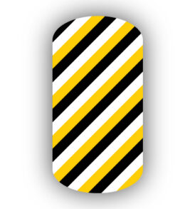 Gold White and Black Skinny Diagonal Striped Nail Art Design Wraps Stickers