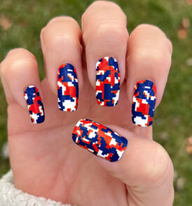 Red White and Navy Blue Digital Camouflage Nail Wraps