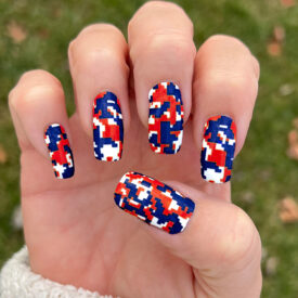 Red White and Navy Blue Digital Camouflage Nail Wraps